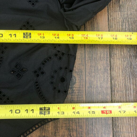 Ganni Broderie Anglaise Cropped Blouse Top Eyelet Embroidered Size XS * in Black - Picture 14 of 16